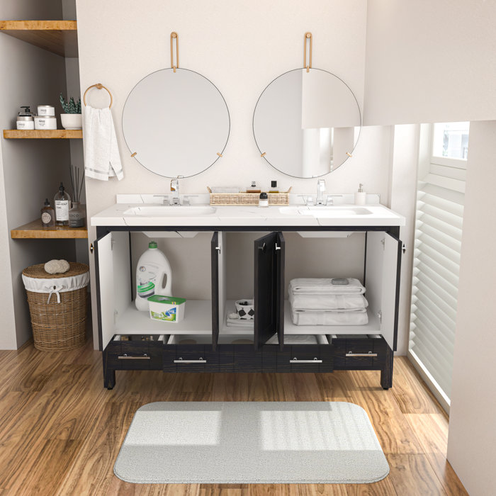 Lark Manor Analis 59'' Double Bathroom Vanity with Engineered Marble